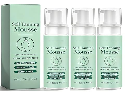 Self Tanning Mousse for Body & Face,Lightweight,Natural Tanning Lotion Self Tanner,Fast-Absorbing Hydrating,for All Skin Types,3pcs