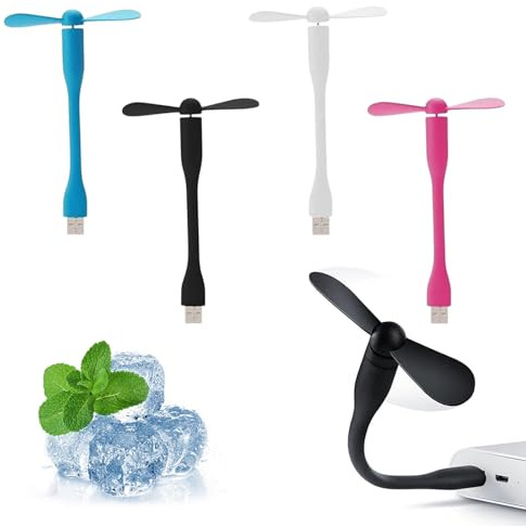 4pcs Ventilador USB,Ventilador Flexor para Portátil,Mini Ventilador USB,con Cuello de Cisne Flexible,para el Hogar, Oficina