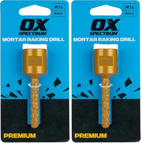 OX Tools MRD-08 Mortar Raking Drill Bit M14 Fitting, Premium Spectrum Series, 8mm x 45mm, Professional Masonry, Long-Lasting (Pack of 2)