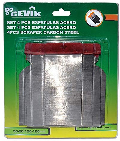 CEVIK CE-2238 Set 4 Spatole d'Acciaio per Stucco e Vernice Carrozzeria Professionale - Alta Durabilità - Precisione nei Finiture - Uso Intensivo