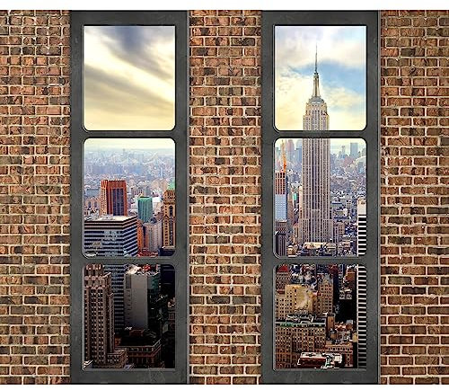 murando - Fototapete Vlies Fenster nach New, 350x256 cm, Schlafzimmer