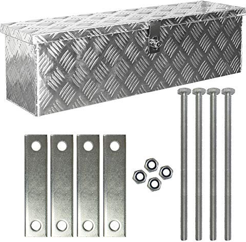 Trucky Truckbox aus Aluminium, Modell D035, 79 x 23 x 22 cm, Abschließbar, Robustes Riffelblech, inklusive Montagesatz, Für Werkstatt, Auto, Hobby