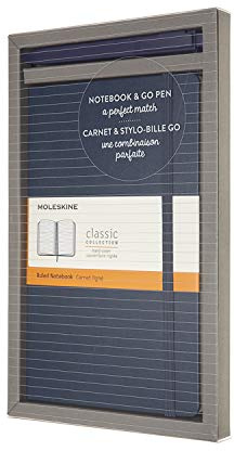 Moleskine Bundle Vertical +Go Pen, Large, Sapphirblau (5 x 8.25)