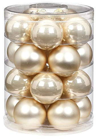 Magic Weihnachtskugeln Glas 6cm, 20 STK. Christbaumkugeln, Farbe: Perle - Champagner Opal matt