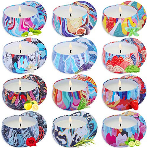 TTRWIN Scented Candles Gift Sets, 2.5 Oz x 12 pcs Natural Soy Wax Scented Candle，Aromatherapy candles for bathroom yoga to relieve stress help sleep sets.