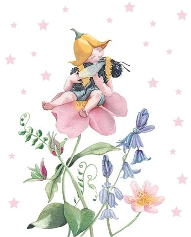 TinyFoxes Fensterbild Hummelelfe - frühlingshafte Fensterdeko für das Kinderzimmer, selbsthaftend und wiederverwendbar durch statische Folie, 34 x 29 cm - von Kristin Franke