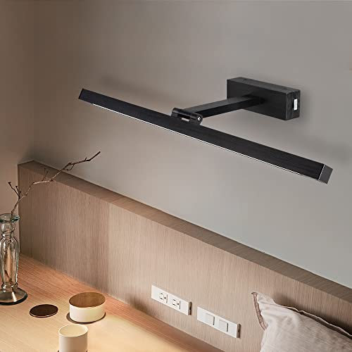MantoLite Bilder Licht 12W, 60cm LED Badezimmer Waschbecken Wandleuchte Spiegelleuchten Beleuchtung mit schwenkbarem Lampenkopf, 3000K Messing Nachttisch Leselampen Innenbeleuchtung