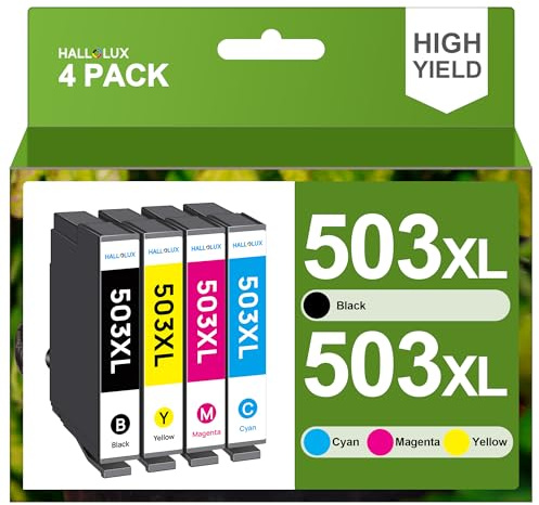 HALLOLUX 503XL Multipack Kompatibel für Epson 503 XL Druckerpatronen für Epson XP 5200 Patronen XP-5205 für Workforce WF-2960DWF WF-2965DWF WF 2960（4er-Pack,Schwarz, Cyan, Magenta, Gelb
