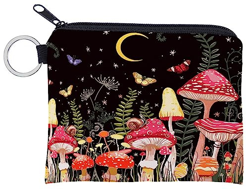 FAVORTALK Small Coin Purse Boho Change Purse Pouch Printed Mini Wallet Coin Bag with Zipper for Women Girls Mini Makeup Bag (4.72 x 3.74 Inch), 3312