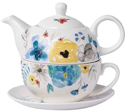Mikinona Ceramic Tea with Teapot and Cup Elegant Traditional Design for Home and Office for Tea Ceremony Accessories and Relaxing Moments