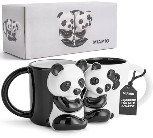 MIAMIO - Panda Keramik Tasse 400 ml / 3D Becher Tier für Kaffee und Tee Liebhaber, Cute Panda Mug, Couple Geschenke für Geburtstag/Weihnachten, Geschenke für Frauen und Männer