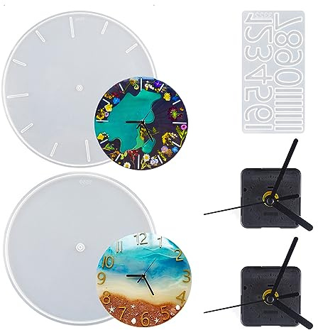 Gießgussform aus Kunstharz, 5 Stück, große Silikon-arabische Ziffern, DIY-Uhrformen für Epoxidharz, Uhr-Harzform mit Uhrwerk, für Wand, Heimdekoration
