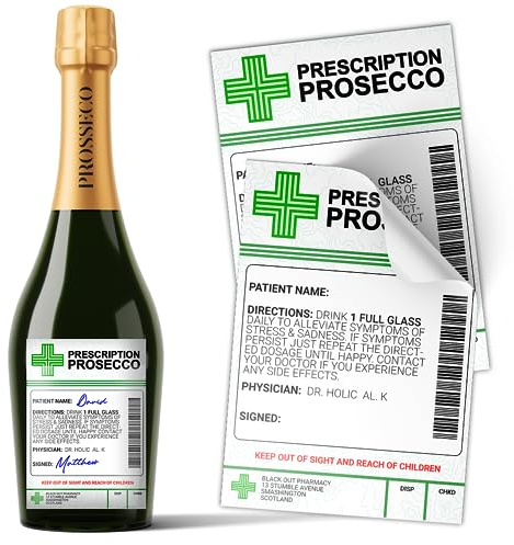 Prosecco - Etiqueta adhesiva para botella de alcohol médica con receta médica (1)