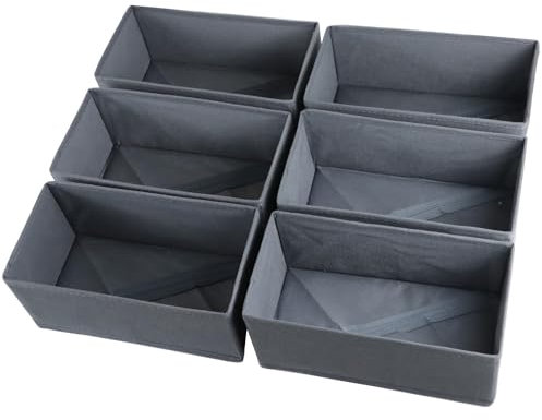 Lucoridy 6 Stück Kleiderschrank Organizer Schubladen Ordnungssystem Faltbare Stoff Aufbewahrungsbox Schublade Organizer Schrank Organizer 6er Unterwäsche Organizer Socken Organizer (Grau)