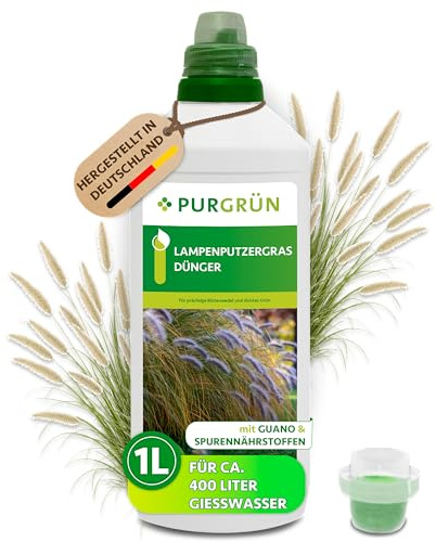 Purgrün® Lampenputzergras-Dünger 1 Liter – Schnell wirksame mineralische Rezeptur – Premium-Flüssigdünger mit Spurennährstoffen – NPK 7+5+6 – Stärkt die Widerstandskraft – Für kräftige Ziergräser