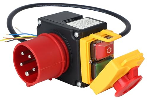 SWAWIS Notausschalter Maschinenschalter 3-phasig 400V Notausschalter | Mit 80cm Kabel Sicherheitsschalter Nullspannungsschalter Notaus Not aus Schalter Baugleich KEDU KOA7 400V