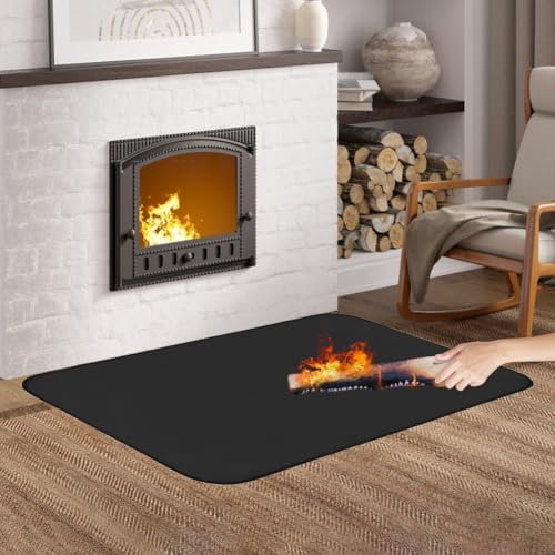 Tapis de cheminée ignifuge pour cheminées, 71 x 122 cm, tapis ignifuge pour cheminée intérieur et extérieur (taille M)