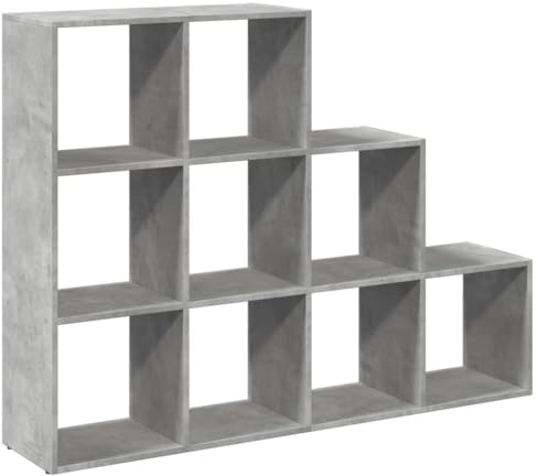 vidaXL Raumteiler-Bücherregal 3 Stufen Betongrau 137,5x29x103,5 cm