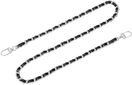 QUARKZMAN Reemplazo Cadena Bolso, 80cm Correa para Bolso Bandolera de Bolso para Mujer Cadena Metálica Plana PU Accesorio para Bolso de Mano Bolso Cruzado Crossbody (Plateaado Negro)