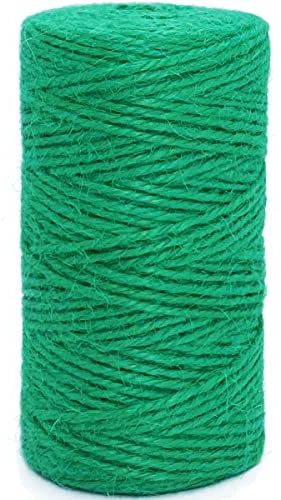 Leecogo Cordel de yute verde hierba de 2 mm 328 pies 100 m para artes y manualidades, jardinería, envoltura de regalos, decoración de tarros de masón, decoraciones de boda, cuerda de embalaje