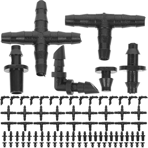 Happyyami Kit Per Irrigazione Goccia Raccordi Vie e Innesto Singolo Tappi Terminali e Raccordi Gomito Angolati Realizzati Per Aderenza Senza Attrezzi
