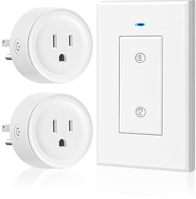 Remote Control Outlet WILAWELS Wireless Light Switch, 2 Pack Expandable and Removable Remote Outlet Switches for Christmas Light, Lamp, Appliance, FCC Listed, 1 Controller for 2 Outlets W05RC1206