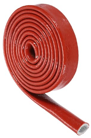 QUARKZMAN 1 Pz Intrecciata Guaina Per Cavi Elettrici, 15mm x 2m, Guaina alta temperatura in fibre di vetro alcali-free, Tagliabile Nascondi Cavi, Cable Management Per TV, Auto, Casa, Rosso