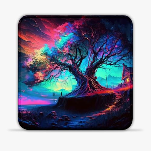 CHTXD Tappetino per mouse portatile paesaggio magico (20 x 20) cm 7,87 pollici tappetino da scrivania in tessuto SU ecologico bordo cucito base antiscivolo per mouse laser/ottico