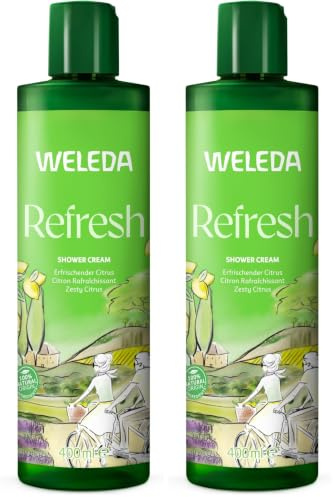 WELEDA Bio Refresh XL Duschgel vegan - Naturkosmetik Citrus Duschseife für Frauen & Männer mit Zitrone/Orange Duft - Natürliche Hautpflege Dusche zur Reinigung von Gesicht & Körper (1x 400ml)