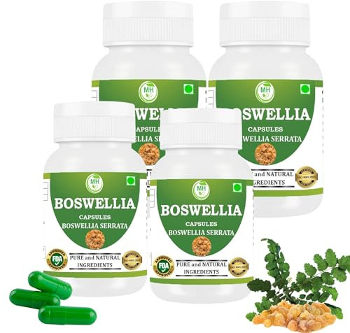 Morsan Healthcare Boswellia (Boswellia serrata) Capsule | Pack of 60 x 500 MG. Vegetarian Capsules | Natural Herbal Supplement | GMP Certified | Gluten Free (Pack of 4)