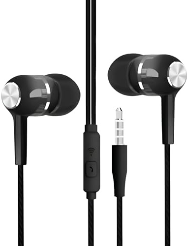 Écouteurs filaires | Écouteurs intra-auriculaires filaires avec microphone, prise jack 3,5 mm, écouteurs antibruit pour voyage, avion, studio, enregistrement, entraînement, école, production musicale