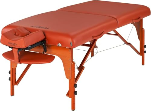 Master Massageliege, tragbar, Santan, 79 cm, Montainrot, 7,6 cm Memory-Kissen, komplettes Massageliegenpaket