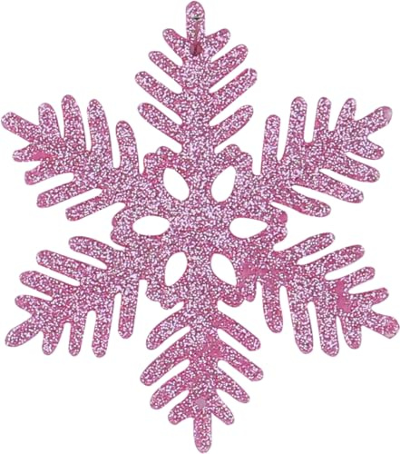 PIujsym 24 Stück Weihnachtsdeko Rosa Schneeflocken Anhänger, Glitzernde Christbaumschmuck Rosa Hänge Ornamente, Perfekt für Weihnachtsbaum Deko Adventskranz und Festliche Räume Dekoration