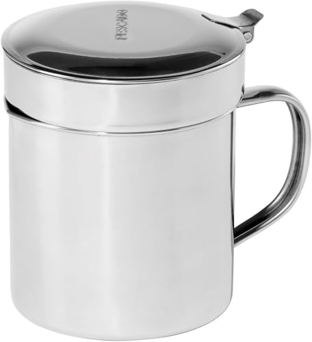 Grasera Acero Inoxidable Para Pescado, Recipiente con Colador para Guardar Aceite, Aceitera con Filtro para Almacenar Aceite Usado, Apta para Aceite Caliente y Lavavajillas, 1000ML