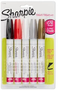 Sharpie Oil-Based Paint Markers, Medium Point, Assorted & Metallic Colors, 5 Count - Great for Rock Painting