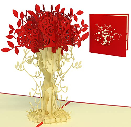 POP UP Karte 3D Grußkarte Geburtstagskarte Gutschein Besserung Danke Muttertag Rosen, N45