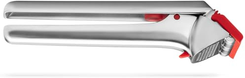 Dreamfarm Garject 2-In-1 Garlic Peeler, Garlic Press & Mincer with Garlic Peel Ejector, Chrome-Plated Zinc - Red