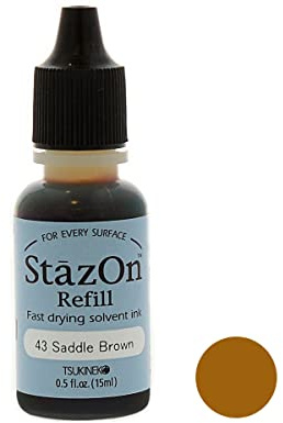 Tsukineko Stazon Tinte für Glas und Kunststoff, Braun, Leder, Nachfüllpackung, 15 ml