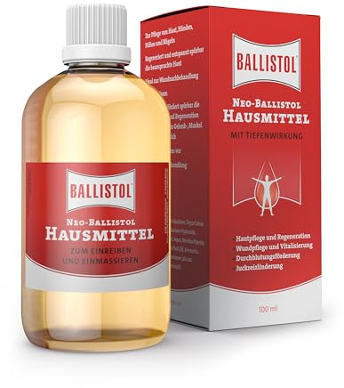BALLISTOL 26200 NEO Hausmittel, Massageöl, 100 ml Flasche | Flüssiges Einreiböl, Massageöl zum Einreiben, Einmassieren, Wundbehandlung, Pflegeöl, hautpflegend