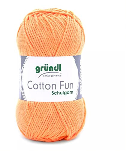 Gründl Cotton Fun stickgarn/virkgarn (mjukt garn tillverkat av 100% bomull, OEKO-TEX certifierad, 50 g/115 m, nåltjocklek: 3–4, 1 nystan á 50 g), aprikos