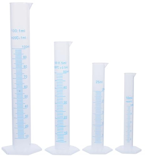 4Pcs Plastic Graduated Cylinder Set 10Ml 25Ml 50Ml 100Ml for Laboratory and Home Use - Clear Measurement for Accurate Pouring