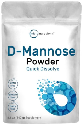 Micro Ingredients D Mannose Powder, Pure Mannose Supplement, Quick Water Soluble, Support Urinary Tract Cleanse & Bladder Health, Premium Mannose for Women and Men, Vegan Friendly.
