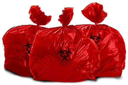 OakRidge Products Heavy Duty de 25 galones de residuos de riesgo biológico Bolsas (Rollo de 25) - Hospital de Grado medio rojo