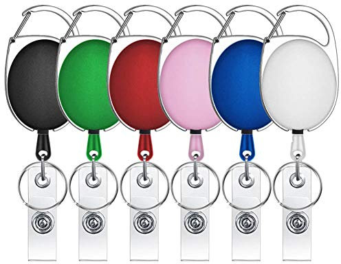 Selizo Ausweis JoJo,6 Pack Schlüsselanhänger Ausziehbar,Einziehbarer Ausweishalter Schlüsselrolle, Schlüsselanhänger Schlüsselband Ausziehbar für Kartenhalter Ausweis, Kartenhalter, Schlüsselkarten