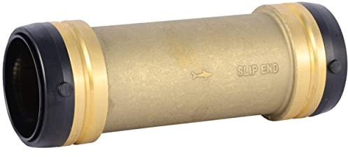 SharkBite 2 x 2 in Slip Coupling, Push-to-Connect Brass Plumbing Fitting, UXL0654