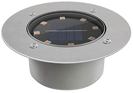 XINRISHENG 8LED Solaire IP65 lumière souterraine extérieure Jardin étanche Pathway Buried Chemin Lampe Spot encastrable Creusée éclairage paysager,Warm White,4PC