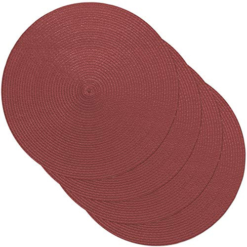 Venilia Tischset Berry Rund, Platzset für Esszimmer, Esstischmatten, Telleruntersetzer, Platzdeckchen, gewebt, lebensmittelecht, 38 cm, 4 Stück, 59118