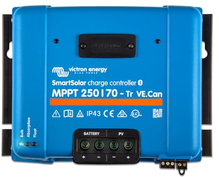 Victron Energy SmartSolar MPPT Tr VE. Can 250V 70 amp 12/24/36/48-Volt Contrôleur de Charge Solaire (Bluetooth) | Contrôleur de charge solaire Bluetooth MPPT pour panneaux solaires