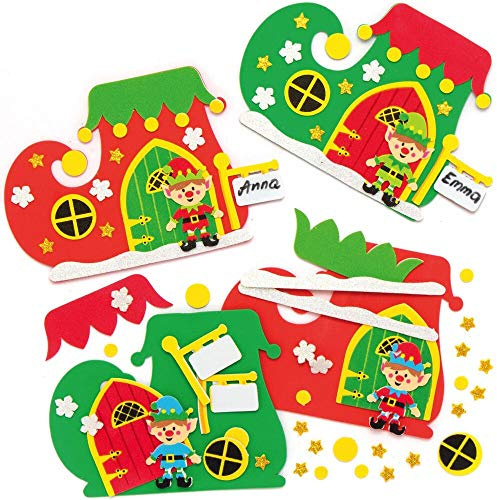 Baker Ross AX400 Kit Porte Magiche Natalizie In Gommapiuma Per Elfi - Confezione Da 4, Creativi Articoli Natalizi E Artigianali Per Bambini Da Realizzare E Decorare.