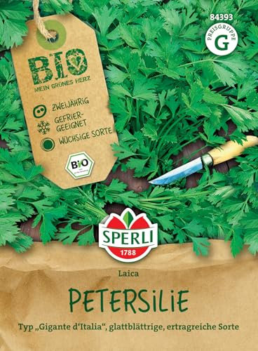 Sperli BIO Petersiliensamen, glatt 84393 - glattblättrige und ertragreiche Sorte - Inhalt für 250 Pflanzen - Kräutersamen, Samen Kräuter, Saatgut